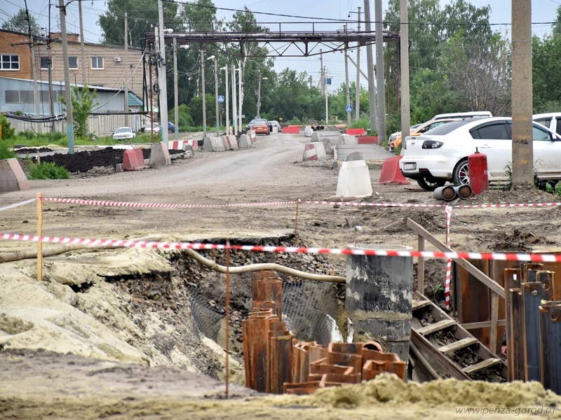 Срок завершения ремонта дороги на улице Рябова в Пензе перенесен на начало августа